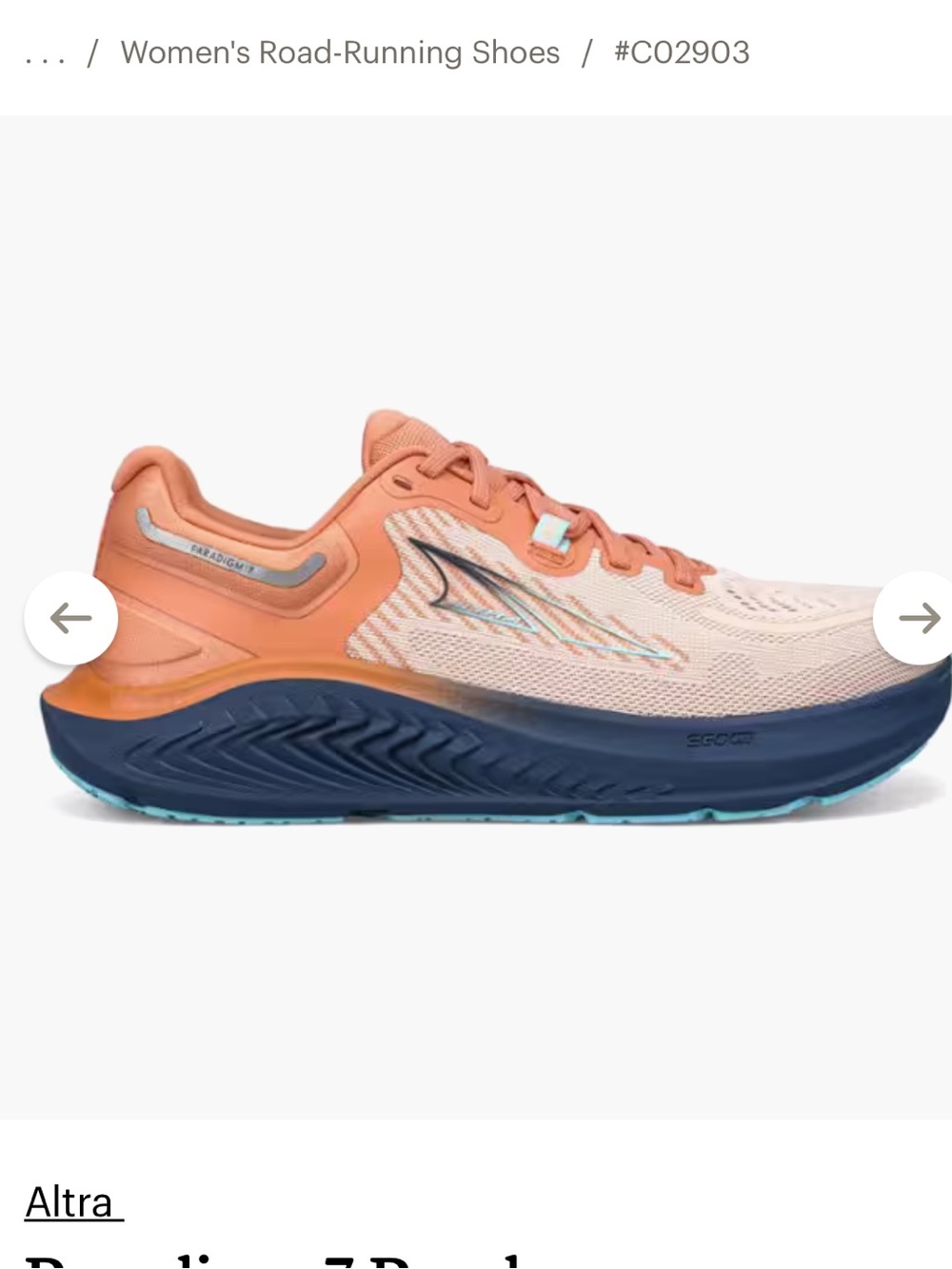 Altra Women's paradigm 7 running Sneakers in Coral and Navy size 9.5